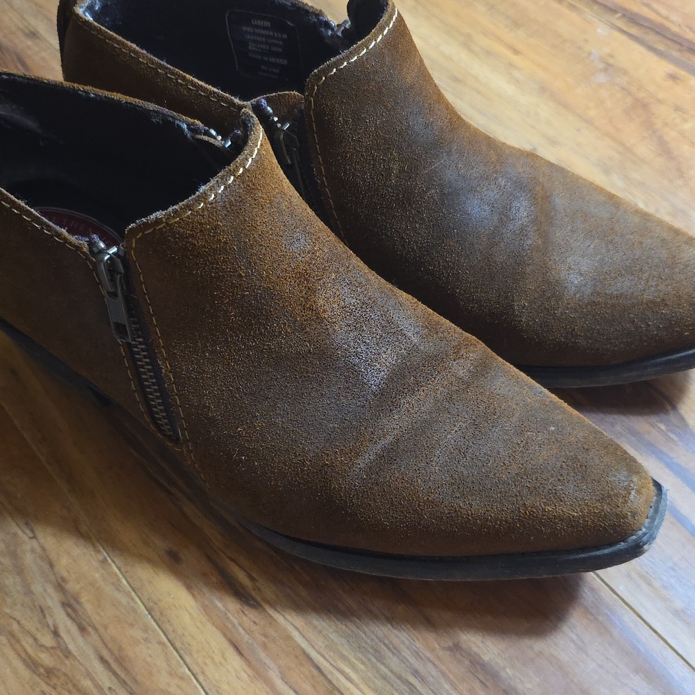 Laredo Ryder Brown Suede Ankle Western Boots Womens 9.5 - Picture 3 of 9